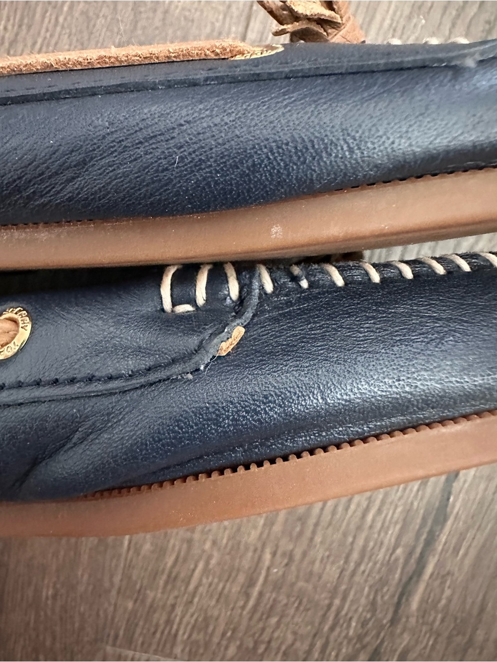 Sperry Navy Leather Tassel Moccasins with Tan Accents - Picture 7 of 8